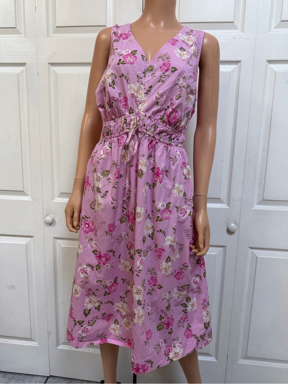 Lane Bryant Pink Floral Sleeveless Cotton Dress Women’s Size 16 - Picture 6 of 16